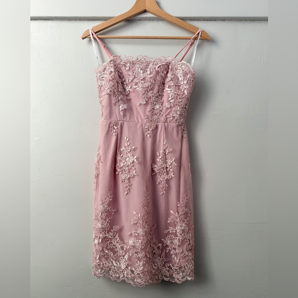 NWT Embroidered Mauve Mini Dress